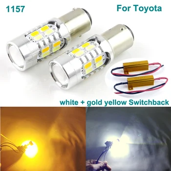 

For Toyota led light Excellent Ultra bright 1157 BAY15D Dual Color Switchback LED DRL Parking front Turn Signal light Bulbs