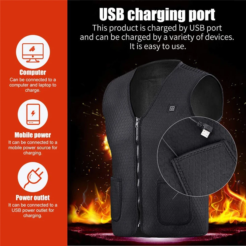 Мужская и женская уличная USB Инфракрасная нагревательная жилетка зимняя гибкая электрическая тепловая одежда жилет теплый жилет с подогревом