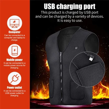 

Men Women Outdoor USB Infrared Heating Vest Jacket Winter Flexible Electric Thermal Clothing Waistcoat Heated Warm Vest
