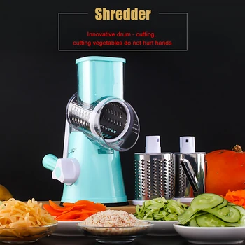 

3 In1 Multifunction Vegetable Cutter Round Mandoline Manual Grater For Vegetable Spiralizer Potato Cheese Slicer Kitchen Gadget