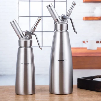 

Top Sale Stainless Steel Whipped Cream Dispenser Bundle with Three Nozzles Kitchen Cream Dispenser Dessert Tools