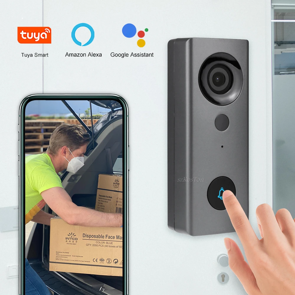 indoor monitor Tuya Smart Home Outdoor Wireless Doorbell Waterproof Surveillance Camera Support Alexa Google Assistant Door Peephole Camera aiphone intercom system