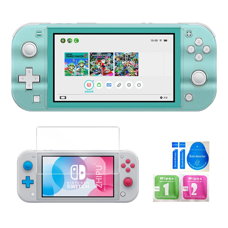 Чехол для nintendo Switch Lite Crystal Case для nyd Switch Lite Жесткий ПК прозрачный чехол для экрана Закаленное стекло пленка - Цвет: Темно-синий