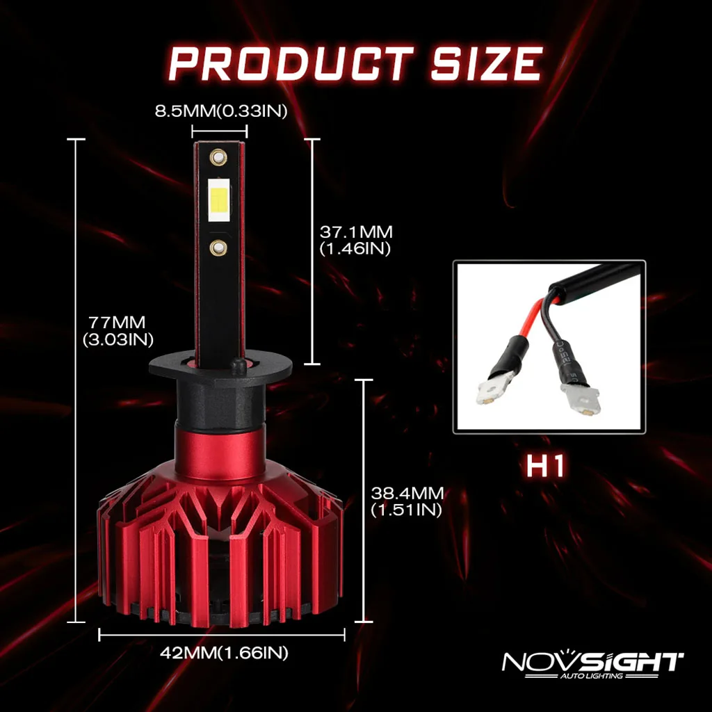 Novsight Car LED Headlight H4 60W 10000LM LED H7  H1 H3 H11 9005 9006 6000K Auto Headlamp Fog Light Bulb Hi-Lo Beam Car Styling
