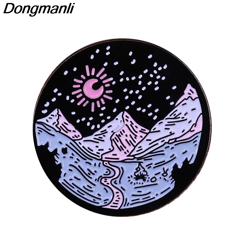

LB88 Creativity Moon Landscape Hard Enamel Pin Badge Backpack Collar Lapel Jewelry