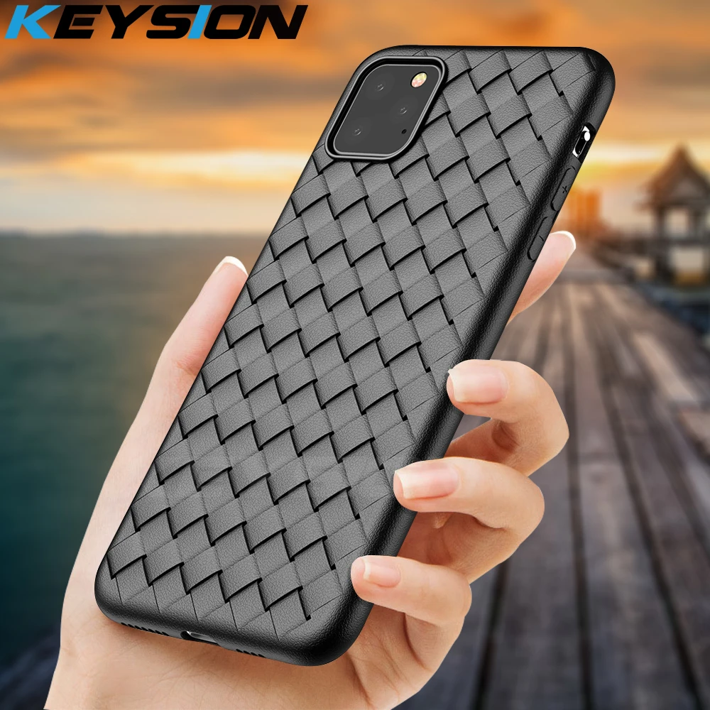 

KEYSION Super Soft silicone Case for iPhone 11 11 Pro Max XI Max Luxury matte Grid back Phone cover for iPhone XS XR 6s 7 8 Plus