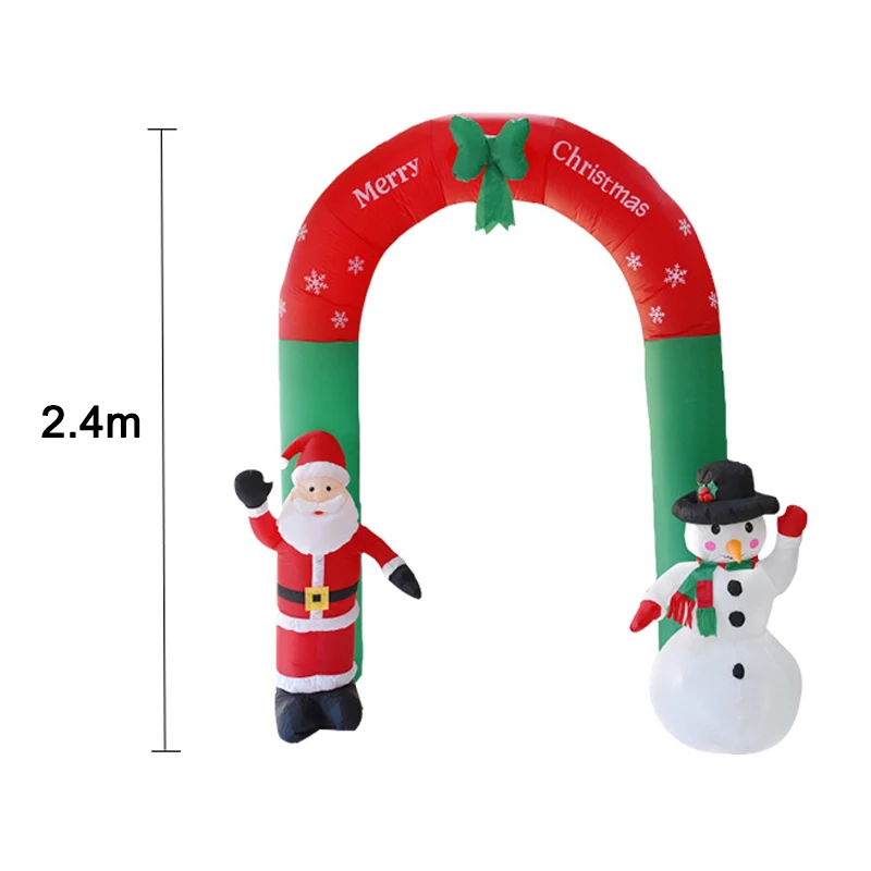 Christmas Decoration 2.4m Inflatable Christmas Arch Santa Claus Snowman Christmas Door Toys Garden Party House Decoration HVR88
