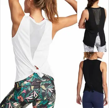 Women Yoga Shirts Tank Top Gym Sports Running Athletic Active Stretch Workout Vest Quick Drying