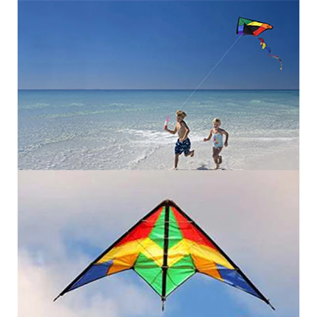 1pc Outdoor Toys Large Delta Kites Tails With Handle For Children Kites Nylon Kite Color Random 2