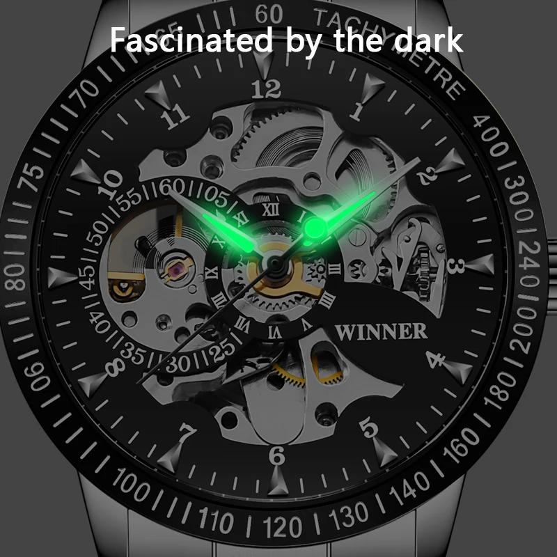 Новинка, часы WINNER Relojes, Топ бренд, мужские, классические, нержавеющая сталь, самовзводные, скелет, механические часы, модные, крест, наручные часы