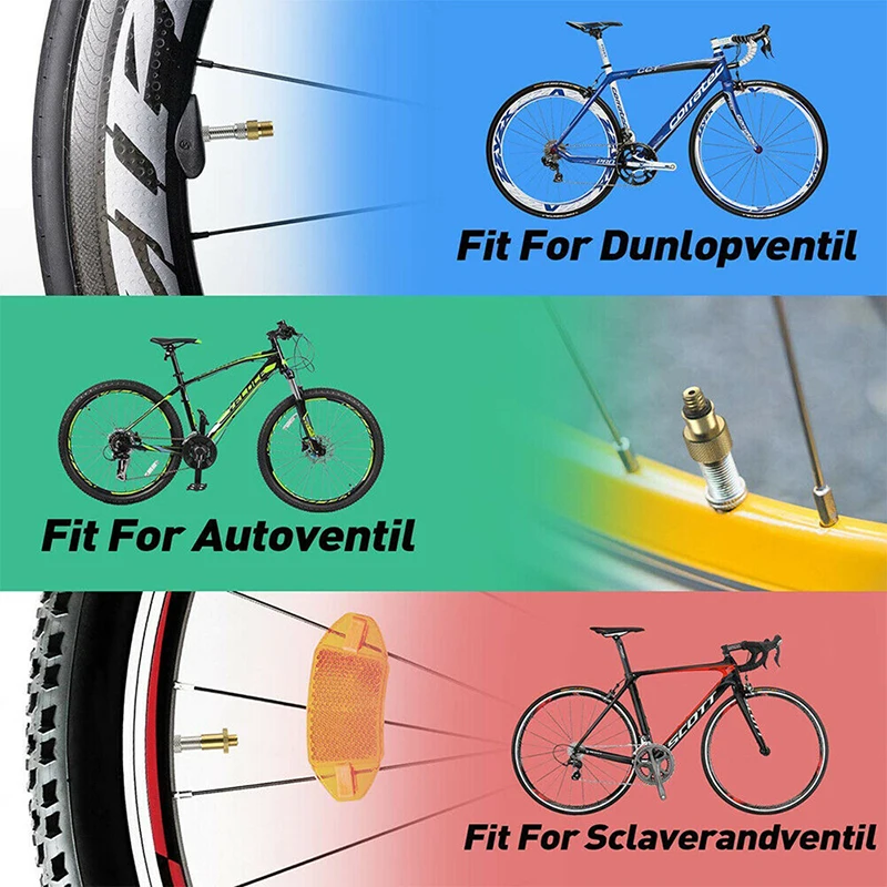 24pcs/Set Bicycle Valve SV AV DV Adapter Bicycle to Car Valve Adapter Sealing Ring Bike Pump Adapter Bicycle Tire Pump Adapter