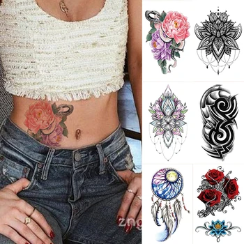 

Waterproof Temporary Tattoo Sticker Snake Peony Lace Henna Flash Tattoos Mermaid Butterfly Body Art Arm Fake Tatoo Women Men