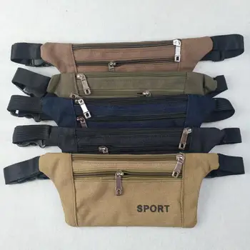 

New Style Men Canvas Close Fit Waist Bag Outdoor Sports Multi-functional Shoulder Wallet Nursing Running Hidden Canvas Bag