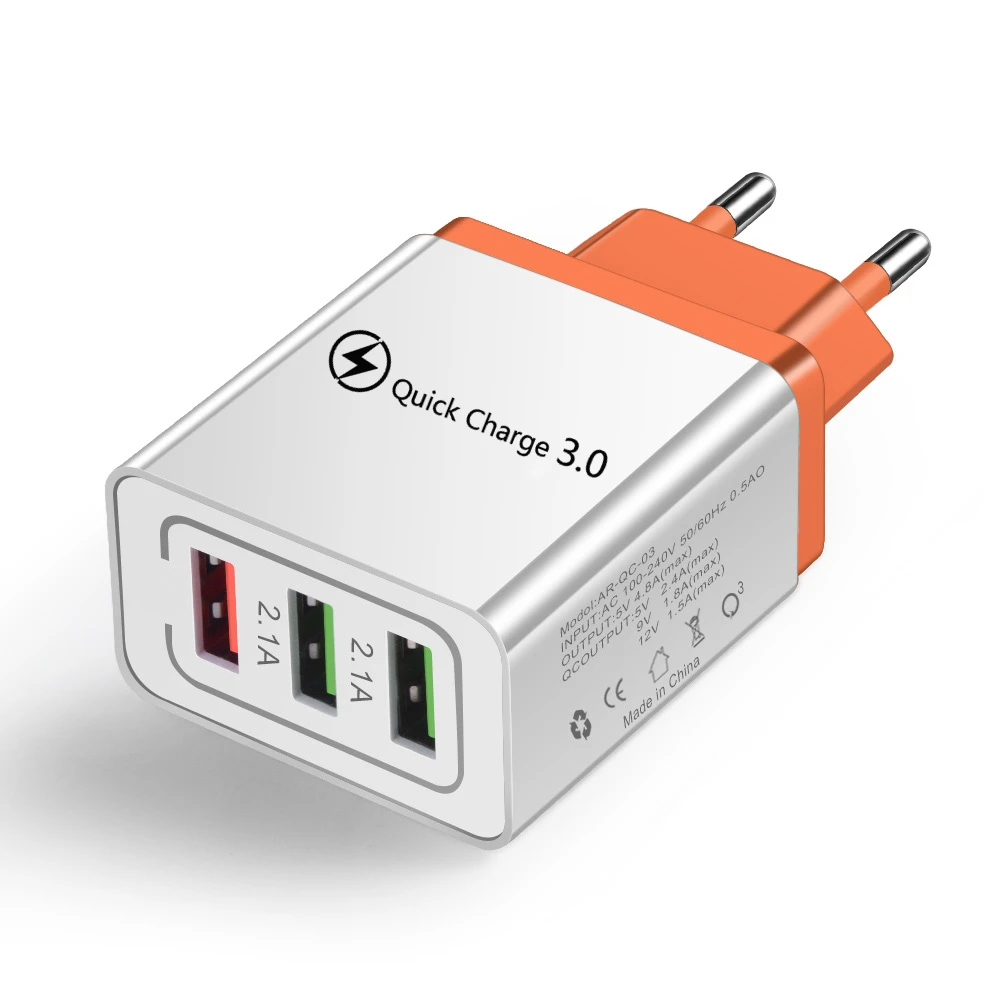 Orange 3 USB зарядное устройство настенное зарядное устройство для мобильного телефона для iPhone 11 Pro samsung S10 huawei USB адаптер питания быстрая зарядка Быстрая зарядка 3,0 - Тип штекера: Orange