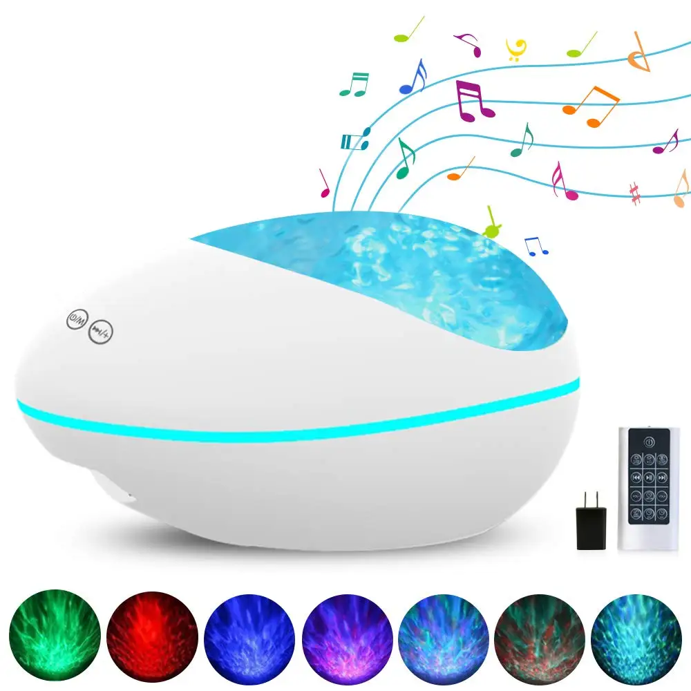 Lucky Stone Ocean Wave Projector Night Light Lamp Bluetooth Music Player Remote Control Colorful Led Projection Nightlight night lights for adults