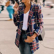 SAGACE, Новая женская осенняя и зимняя шерстяная винтажная клетчатая куртка с длинными рукавами, двубортная одежда, Элегантные корейские пальто 1126