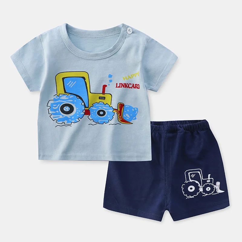 Summer Kids Boy Clothes Fashion Caryoon Dinasaur Tracksuit T-shirt Shorts 2 Piece Suit Infant Biy Girl Clothes Set Newborn
