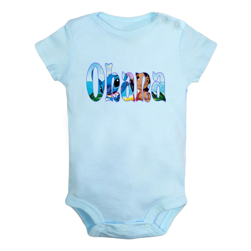 JcBaby673BLD Милый Лило и Стич семья Охана дизайн новорожденных мальчиков и девочек наряды комбинезон с принтом младенческой Боди Одежда хлопок наборы - Цвет: JcBaby673BLD