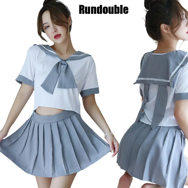 

Women Sexy Cosplay Lingerie Bowknot Student Uniform School Girl Lady Erotic Costume Dress Women Lace Miniskirt Outfit Short Top