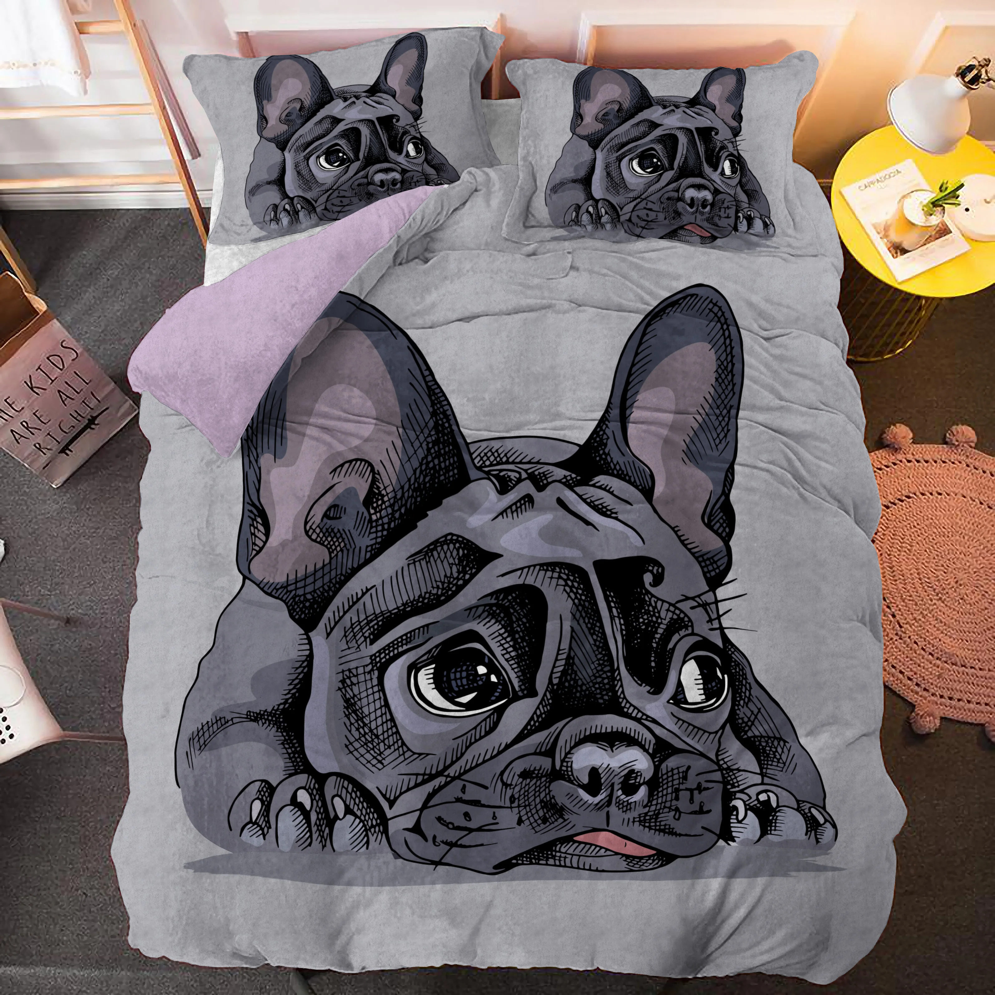 Cartoon Pug Dog Duvet Cover Set Dogs Beding Sets Bedspread 2/3pcs Queen King Size Drop Shipping Home Textile