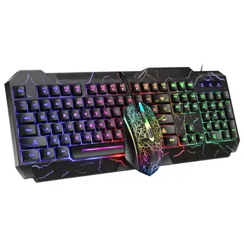 

2020 New Wired Gaming Keyboard Mouse Combo Set Colorful LED Backlit Crack Appearance