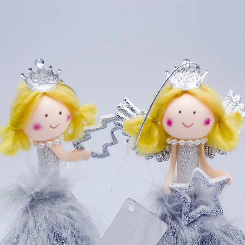 Christmas Doll Figurine Ornaments Holiday Gift Decorations Angel With Clear Crown Decorative