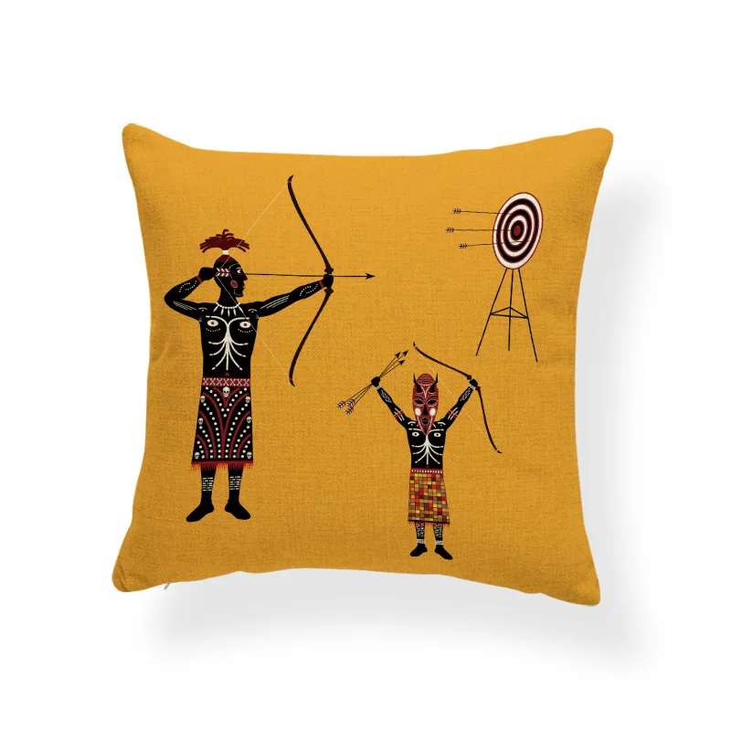 Africa Painting Throw Pillows Art Print African Exotic Decoration Style Sofa Pillowcase Polyester Blend Decorative Cushion Cover - Цвет: 3