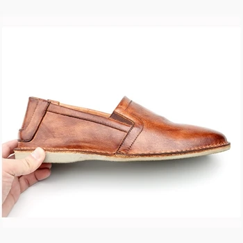 

Vintage British Style Loafers Genuine Leather Shoes Men Handmade Sewing Driving Boat Shoes Luxury Business Casual Black Shoes