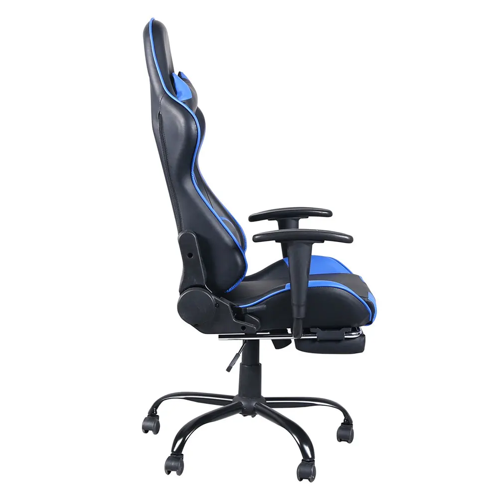  High Back Swivel Chair Racing Gaming Chair Office Chair with Footrest Tier Black & Blue