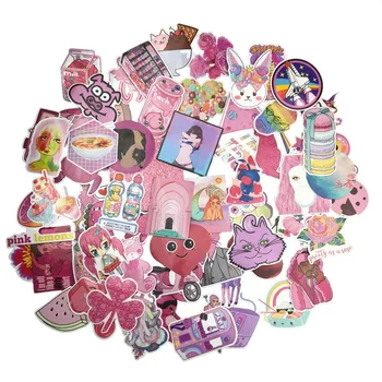

64pcs/1lot PVC Gift Pink Girls Fun Cartoo Sticker Toys The Luggage Stickers For Moto Car & Suitcase Cool Fashion Laptop stickers