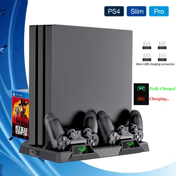 

PS4/Pro/Slim Console Stand Cooling Fan Controller Charger Charging Dock Station for Play Station 4 PS 4 Accessories