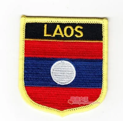 LAOS Национальный флаг щит вышивка патч значок по всему миру 6*7 см Корея Ливан Малайзия Мексика лития Марокко непальский - Цвет: LAOS