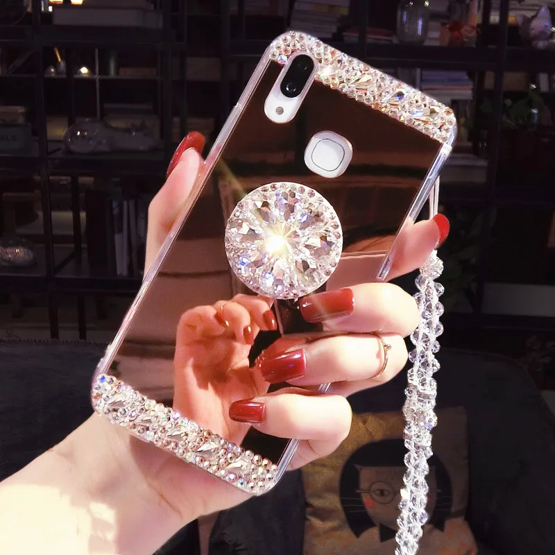 Mirror Case For Samsung Galaxy A72 A52 A32 5G A12 A21 A01 Core A02S S20FE A3 A310 A5 2018 Crystal Bling Case Cover cute phone cases for samsung 