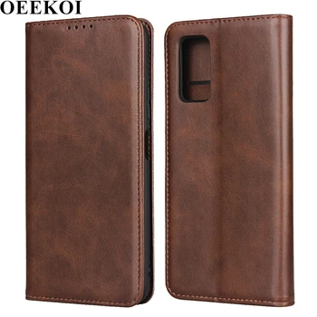 

OEEKOI Calf Stripe Magnetic Snap Wallet Leather Case for Huawei Honor V30