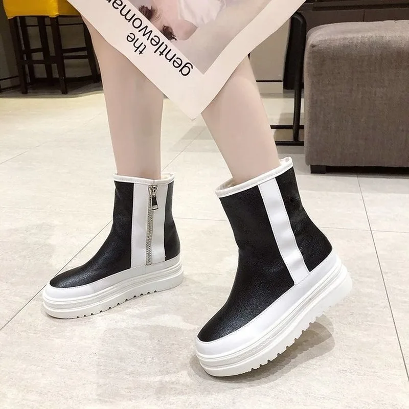 Snow Boots New 2020 Women's Shoes Winter Thick Sole Plaform Ankle boots Thicken Plush Warm Cotton Shoes
