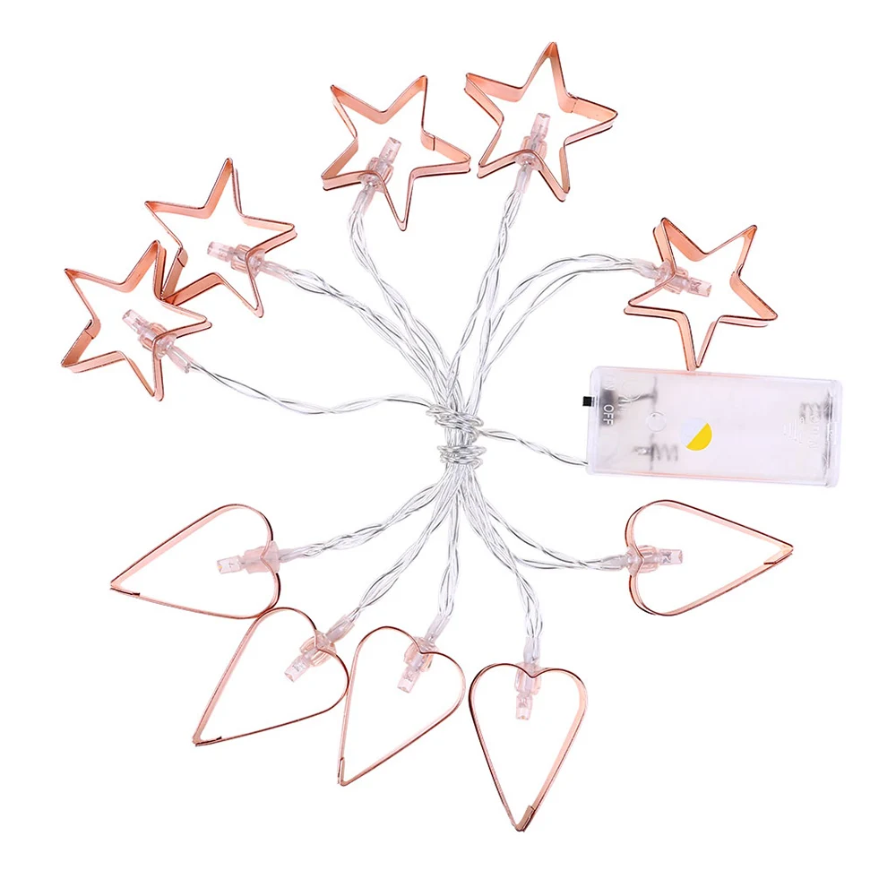 Star Heart Рождественская гирлянда 1,5 м 10 светодиодный s светодиодный свет в форме звезды в форме сердца рождественские украшения для дома на батарейках D40 - Испускаемый цвет: Star Heart