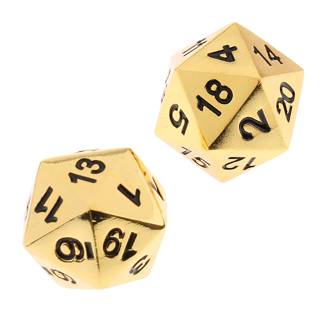 2 Pieces Zinc Alloy 20-sided Dices Polyhedral Gaming Dice for D&D RPG MTG Table Games