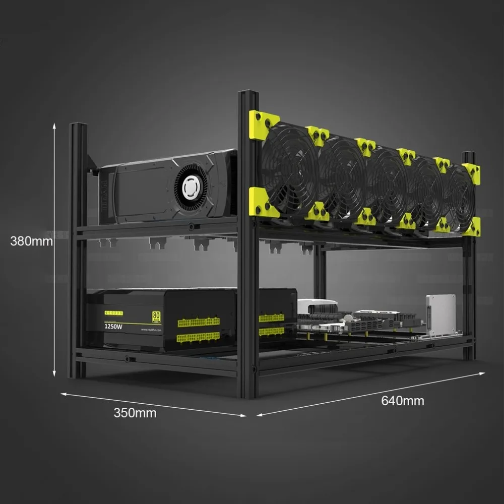 Высокопроизводительный Veddha V3C6 GPU Ферма для майнинга алюминиевый сплав Штабелируемый чехол до 6 GPU открытая воздушная рама Кронштейн
