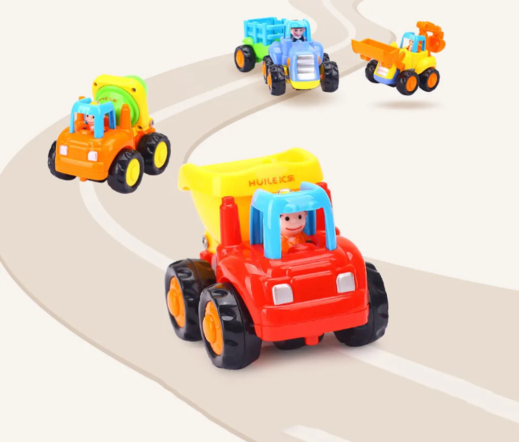 4pcs Friction Powered Car Toys Push and Go Construction Vehicles Cars child birthday surprises for 1-3 Year Old Kids #C
