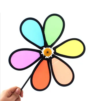 Kolorowy tęczowy kwiat wiatrak Spinner wiatr dom ogród Yard Patio dekoracja zewnętrzna zabawka dla dzieci lekkie łatwe usuwanie tanie i dobre opinie CN (pochodzenie) polyester and fiberglass stake LANDSCAPE Colorful Rainbow Flower Windmill HA0320