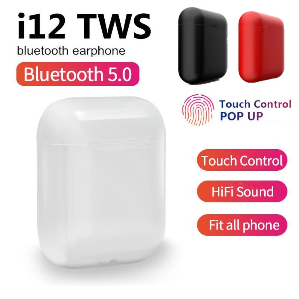 

i12 Portable Wireless Smart Touch Bluetooth 5.0 Headphones Headset Earbud Pods For IOS/ Android