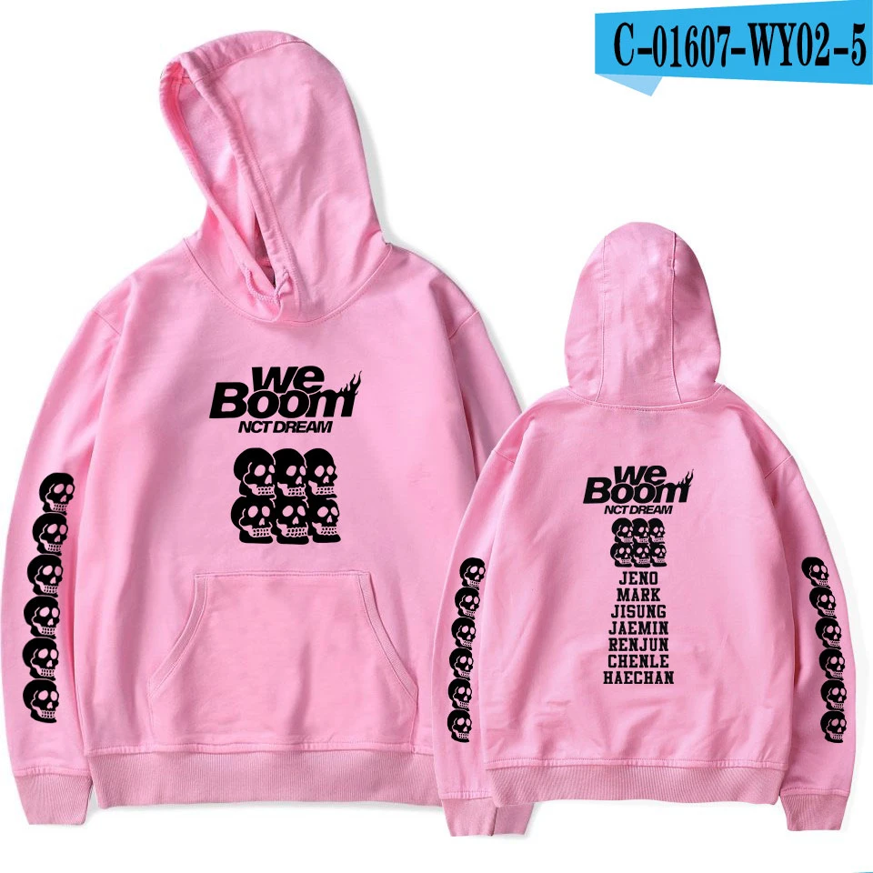 Pink Frdum, толстовки с капюшоном в стиле хип-хоп, NCT Dream, альбом, толстовки с принтом «WE BOOM» для женщин/мужчин, повседневная одежда, Kpops, уличная одежда с капюшоном - Цвет: Pink