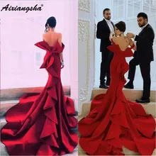 Элегантные красивые вечерние платья с открытой спиной robe de soiree вечернее платье без Плеч Платье бордовое с бантом Многоуровневое vestidos