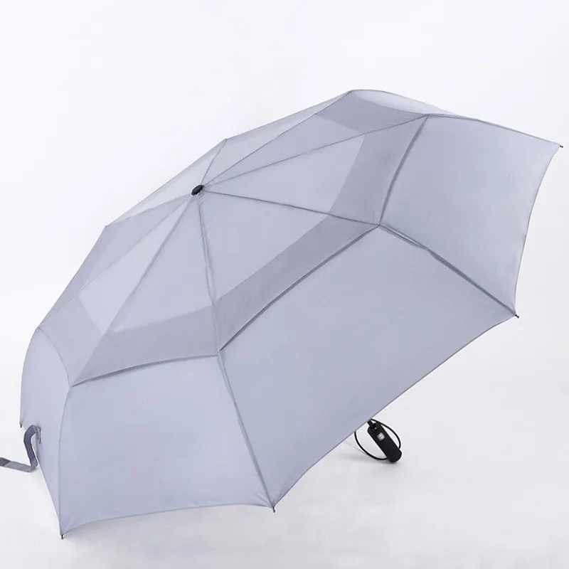 1-2 человека, полностью автоматический складной зонт от дождя, Женский авто, большой, роскошный, крепкий каркас, ветрозащитные зонты для мужчин, зонтик от дождя - Цвет: Gray