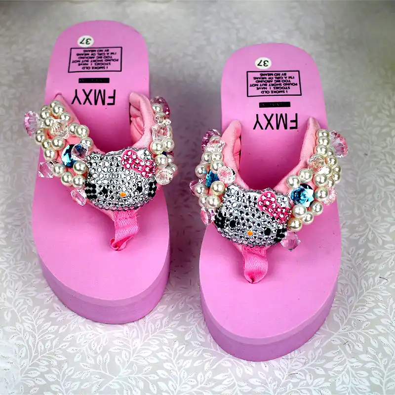 pink rhinestone flip flops