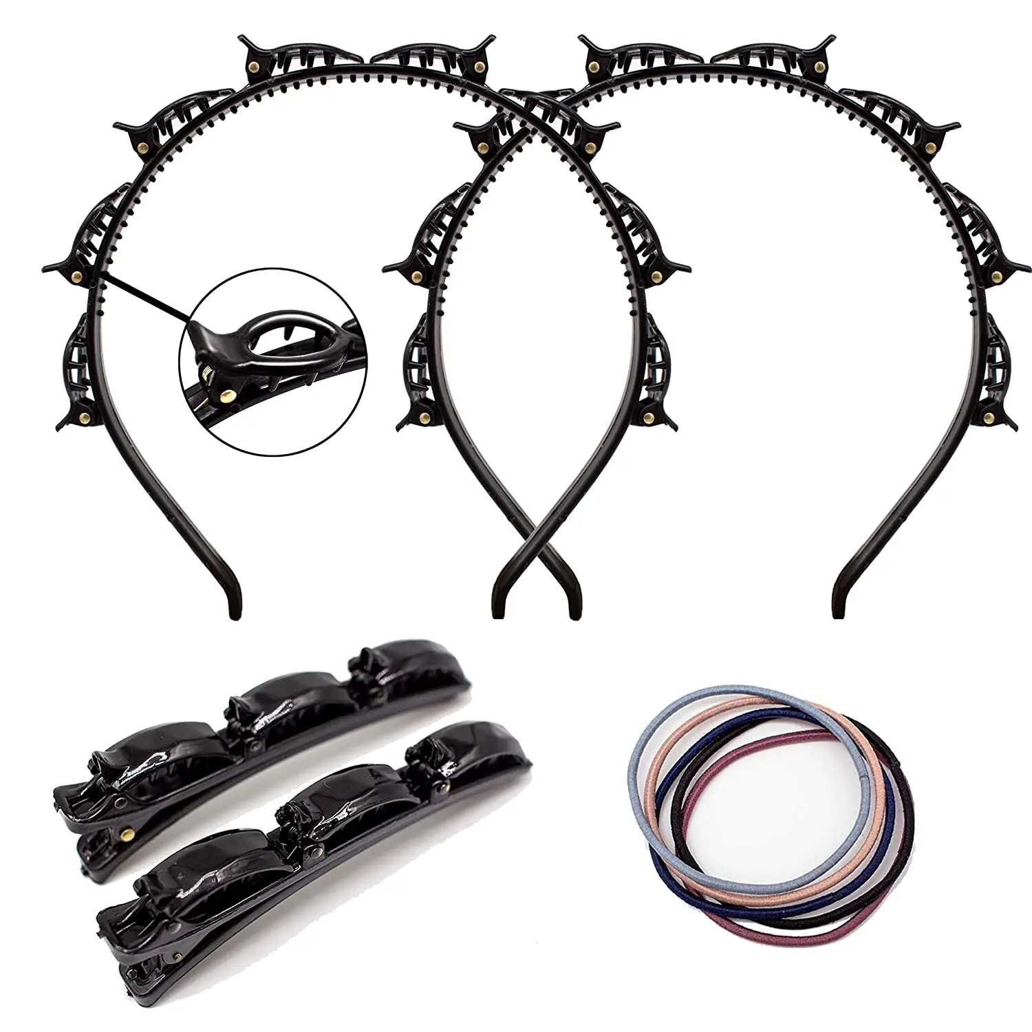 

2Pcs Double Bangs Twist Plait Headband Hair Tools,2Pcs Hairstyle Hairpin,Double Bangs Hairstyle Hairpine