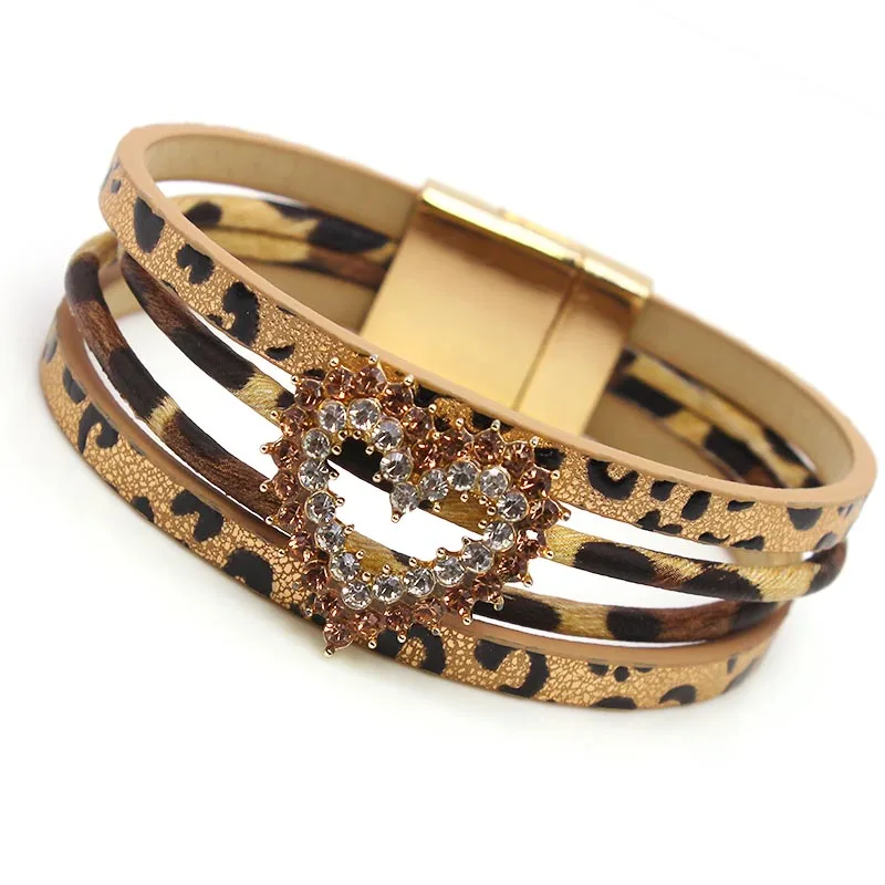 D& D Love Leopard кожаные браслеты для женщин Модные Браслеты& Браслеты элегантный многослойный широкий браслет обруча ювелирные изделия