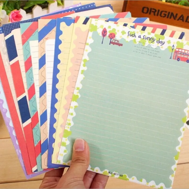 2 unids/pack Estilo marinero 2pc sobre 4pc escribiendo una carta de papel de oficina de papel de papelería de la escuela los estudiantes Sobre Carta