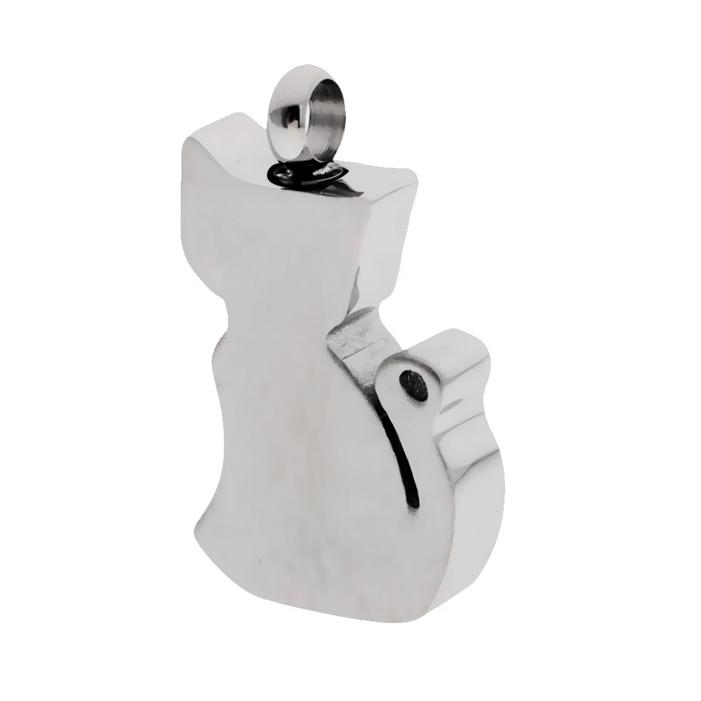 Metal Cat Urn Cremation Pendant Ash Holder Mini Keepsake Jewelry Silver