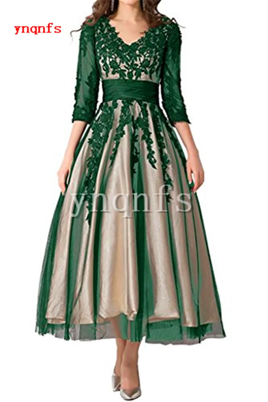 YNQNFS Navy color2019 новое платье для мамы милое плечо кружево с аппликацией и бисером розовые кружевные Модные Коктейльные Вечерние платья